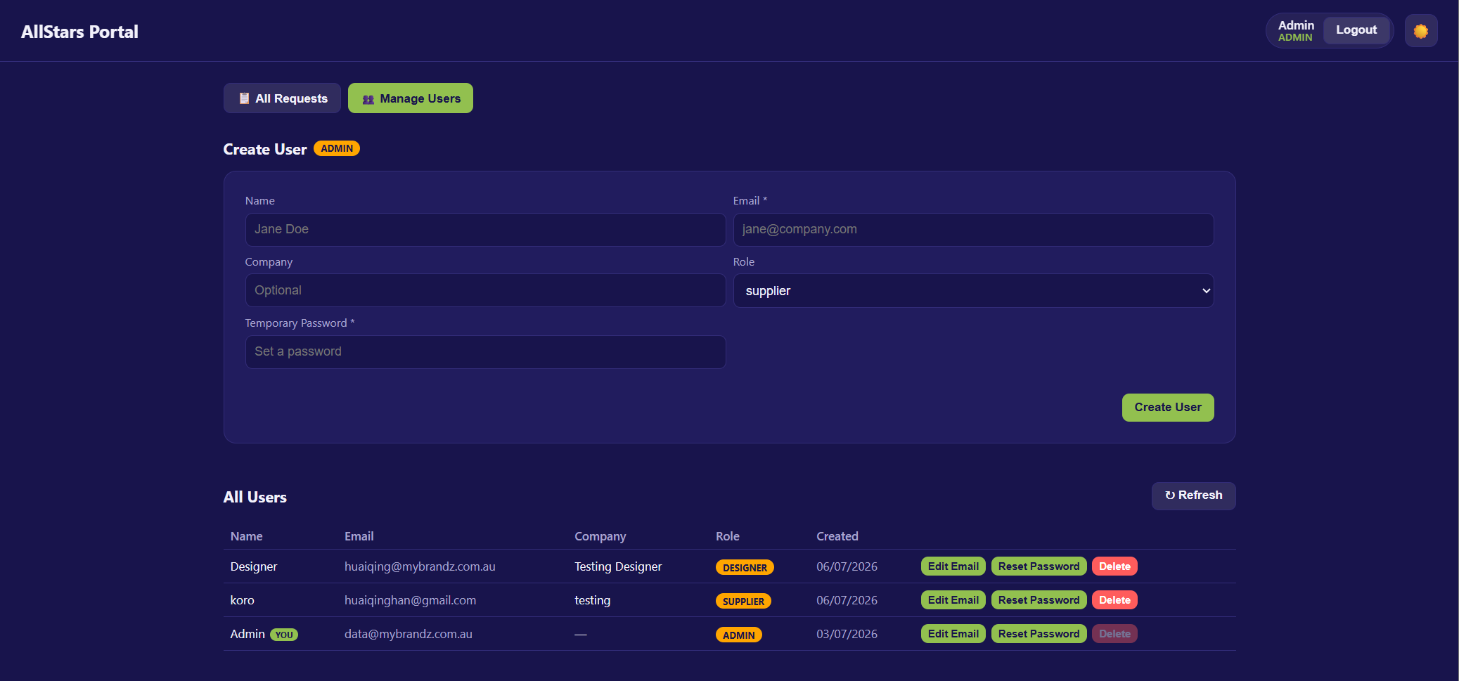 Manage Users